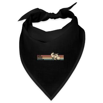 Eat Sleep Drum Repeat Schlagzeuger Am Schlagzeug - Bandana Dreieckstuch - Schwarz - Vorne