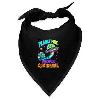  Planet Fine People Questionable Alien UFO Erde - Bandana Dreieckstuch - Schwarz - Vorne