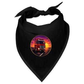 Roter Truck im Sonnenuntergang – Fernfahrer - Bandana Dreieckstuch - Schwarz - Vorne
