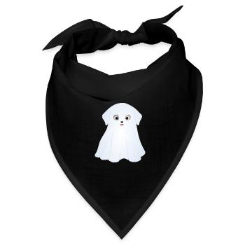 Halloween Hunde, Kostüm Geister - Bandana Dreieckstuch - Schwarz - Vorne