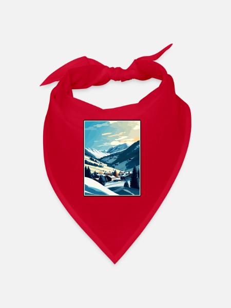 Saalbach Österreich Vintage Reiseposter Souvenir - Bandana - Rot - Vorne
