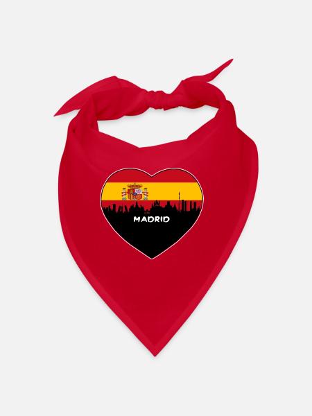 Madrid Spanien Flagge Skyline Reise Souvenir - Bandana - Rot - Vorne