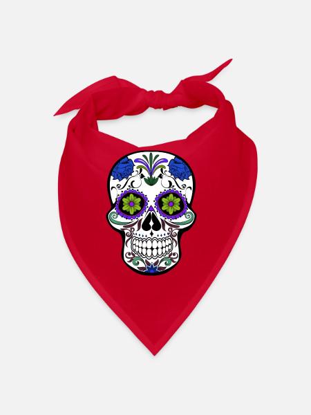 mexikanischer Schädel - Bandana - Rot - Vorne