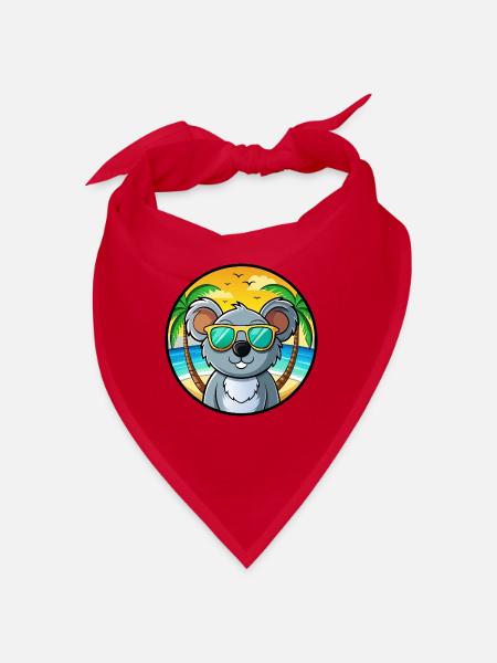Koala Lustige Cartoon Sommer Strand Sonnenbrille Cool - Bandana - Rot - Vorne