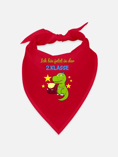 Ich Bin Jetzt In Der 2.Klasse Zweitklässler Dino - Bandana - Rot - Vorne