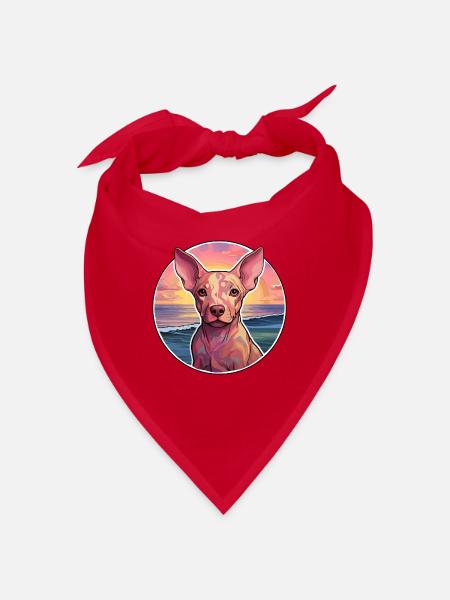Cirneco Dell Ätna Hunderasse Bunte Karikatur Wasser - Bandana - Rot - Vorne