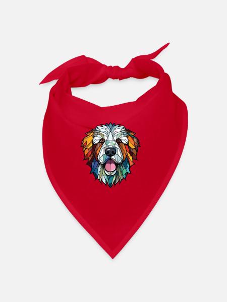 Pyrenäen-Schäferhund-Rasse buntes Aquarell - Bandana - Rot - Vorne