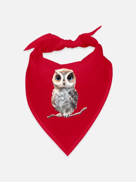 süße Eule - digital painting - Bandana - Rot - Vorne