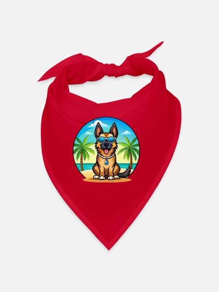 Deutsche Schafpudel Hunderasse Cartoon Sonnenbrille - Bandana - Rot - Vorne