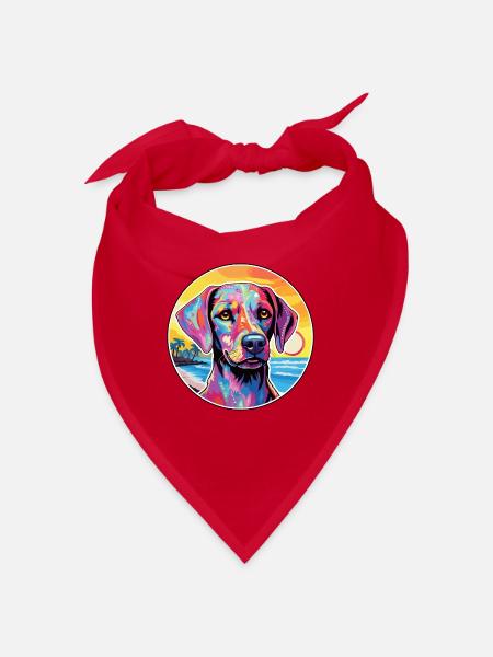Kyi Leo Hund Rasse Bunte Karikatur Aquarell - Bandana - Rot - Vorne