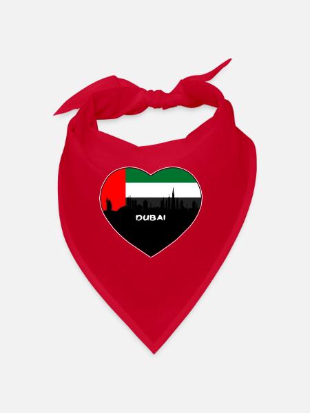 Dubai Uae Flagge Skyline Reise Souvenir - Bandana - Rot - Vorne