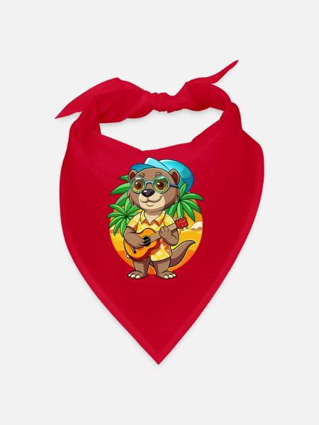 Lustige Otter Cartoon Sommer Strand Sonnenbrille Gitarre - Bandana - Rot