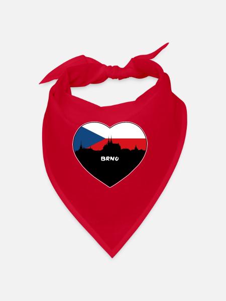 Brünn Tschechien Flagge Skyline Reise Souvenir - Bandana - Rot - Vorne