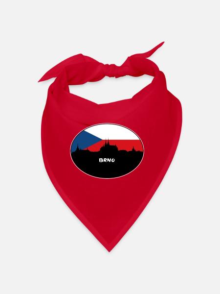 Brünn Tschechien Flagge Skyline Silhouette Reisen - Bandana - Rot - Vorne