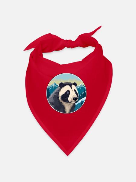 Dachs Aquarell Karikatur Kawaii Haustier Tier Farbe - Bandana - Rot - Vorne
