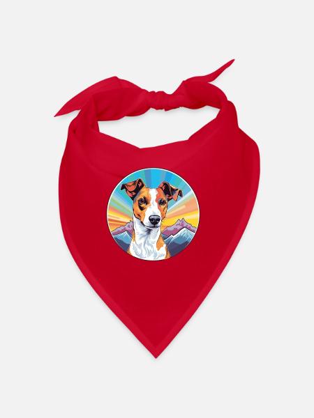 Glatter Foxterrier Hunderasse Cartoon Kawaii Waterc - Bandana - Rot - Vorne