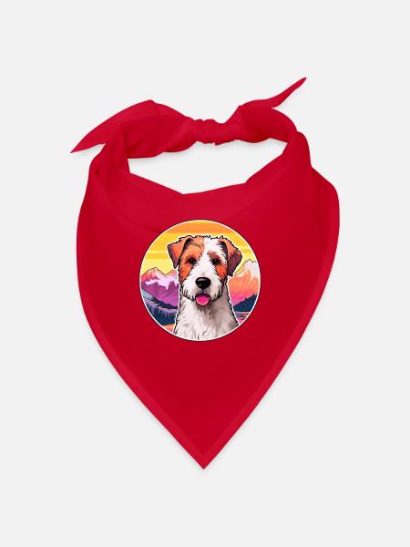 Draht Foxterrier Hunderasse Karikatur Kawaii Watercol - Bandana - Rot - Vorne
