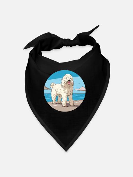 Komondor Hunderasse Karikatur Kawaii Clipart Hund Haustier - Bandana Dreieckstuch -  - Vorne