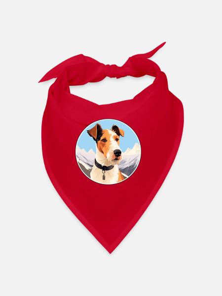 Foxterrier Glatte Hunderasse Cartoon Kawaii Waterc - Bandana - Rot - Vorne