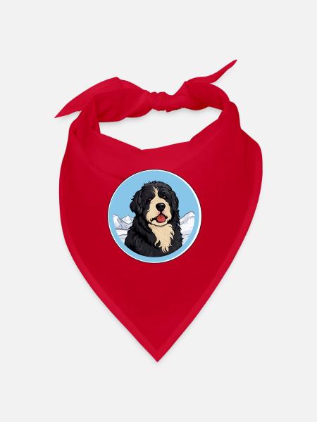 Friesische Wasserhundrasse Karikatur Kawaii Aquarell - Bandana - Rot - Vorne
