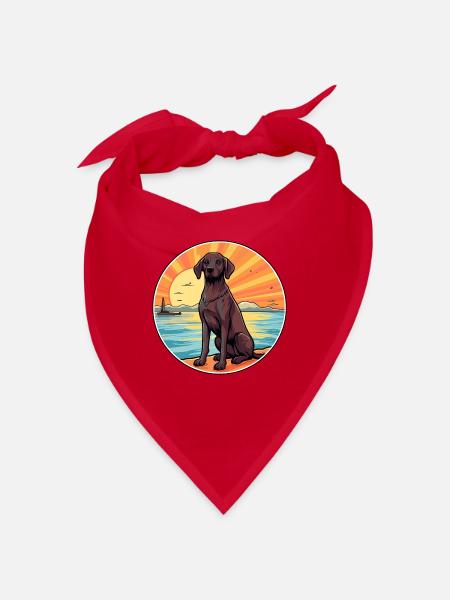 Berger de Beauce Hund Rasse Cartoon Kawaii Clipart - Bandana - Rot - Vorne
