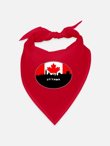 Ottawa-Kanada-Flaggen-Skyline-Schattenbild-Reise - Bandana - Rot - Vorne