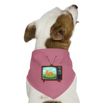 Retro Fernseher mit schlafendem Hasen - Hunde-Bandana Dreieckstuch - Mauve - Vorne