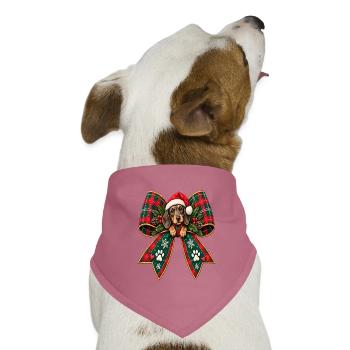 Weihnachtshund im Schleifenband - Hunde-Bandana Dreieckstuch - Mauve - Vorne