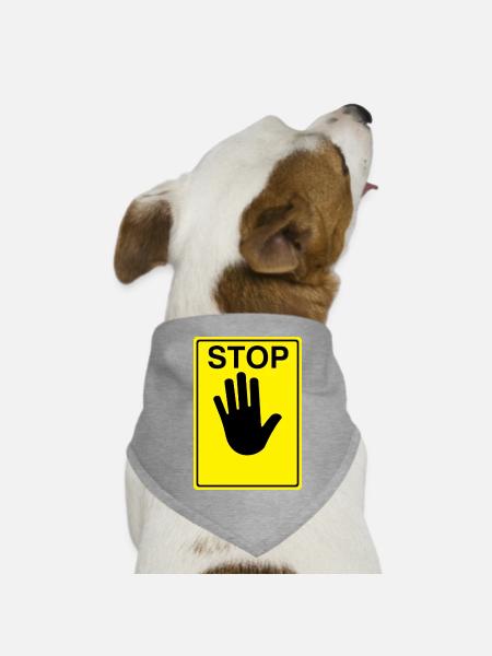 Stop Schild Logo - Hunde-Bandana Dreieckstuch - Grau meliert