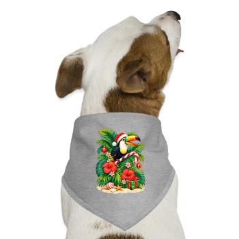 Festlicher Tukan im Paradies – tropisches Weihnachten - Hunde-Bandana Dreieckstuch - Grau meliert - Vorne