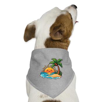 Tropischer Sonnenuntergang mit Palme - Hunde-Bandana Dreieckstuch - Grau meliert - Vorne