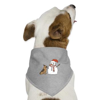 Schäferhund klaut Schneemann den Stockarm - Hunde-Bandana Dreieckstuch - Grau meliert - Vorne