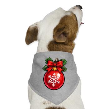 Rote Weihnachtkugel mit Schneeflocke - Hunde-Bandana Dreieckstuch - Grau meliert - Vorne