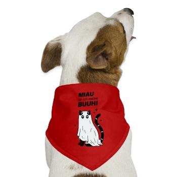 Miau äh ich meine Buuh! - Katze Gespenst Halloween - Hunde-Bandana Dreieckstuch - Rot - Vorne