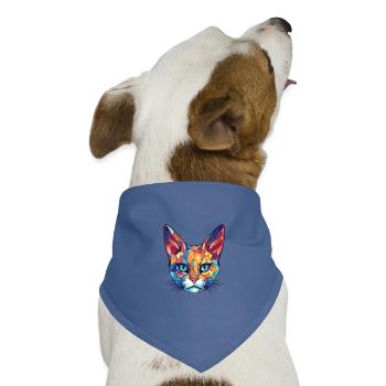 Pixie Bob Katze Bunte Aquarell Haustier Illustration - Hunde-Bandana Dreieckstuch - Taubenblau - Vorne