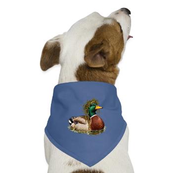 Stockente mit Pondweed-Krone - Hunde-Bandana Dreieckstuch - Taubenblau - Vorne