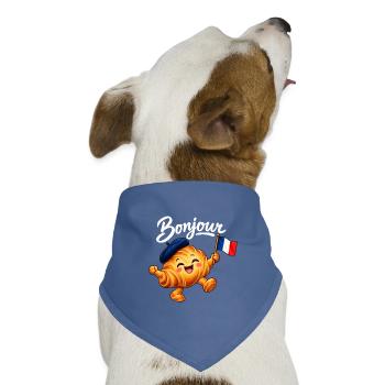 Cute French Croissant Bonjour Paris - Hunde-Bandana Dreieckstuch - Taubenblau - Vorne