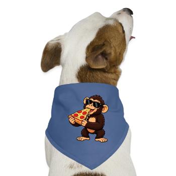 Schimpanse mit Pizza Cool Cartoon - Hunde-Bandana Dreieckstuch - Taubenblau - Vorne