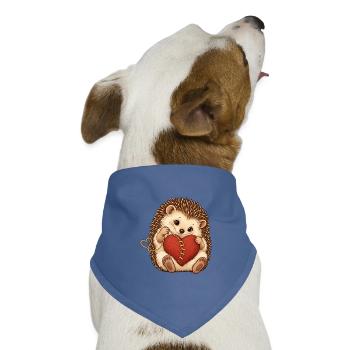 Süßer Igel repariert ein Herz mit goldenem Faden - Hunde-Bandana Dreieckstuch - Taubenblau - Vorne