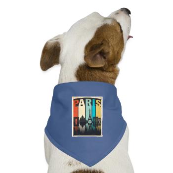 Vintage-Pariser Reiseplakat Skyline France Tee - Hunde-Bandana Dreieckstuch - Taubenblau - Vorne