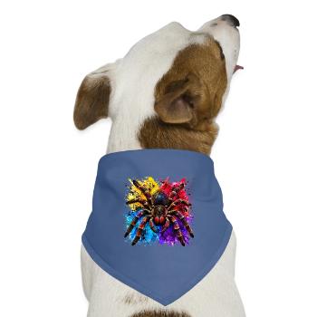Neon Tarantel  Psychodelische Spinne im Farbklecks - Hunde-Bandana Dreieckstuch - Taubenblau - Vorne