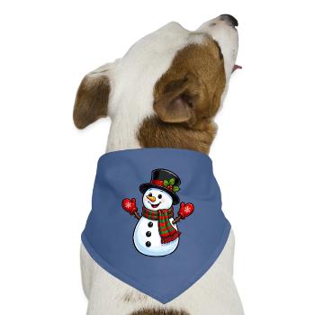 Winterlicher Schneemann mit Schal und Hut - Hunde-Bandana Dreieckstuch - Taubenblau - Vorne