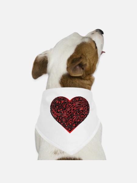 Musiknoten-Herz - Hunde-Bandana - Weiß - Vorne