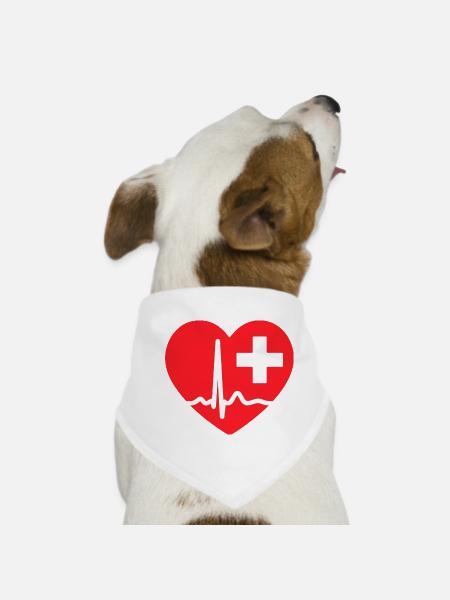 Heartbeat ECG Line Medical Pulse Wave Icon Vector - Dog Bandana - white - Front