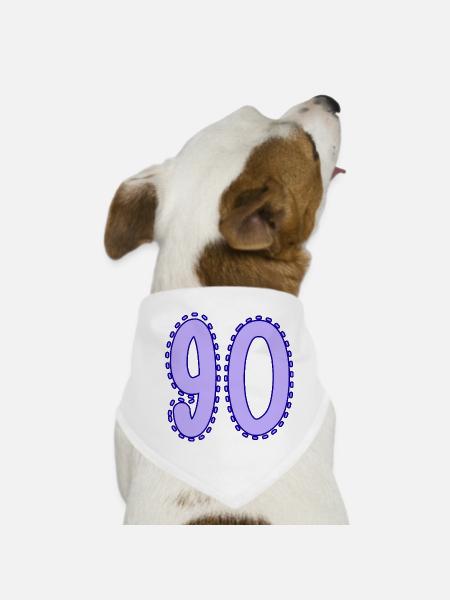 90. 90 YEARS. 90th ANNIVERSARY. 90 YEARS ANNIVERSARY. - Dog Bandana - white - Front