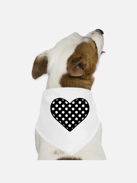 Herzilein black and white - Dog Bandana - white - Front