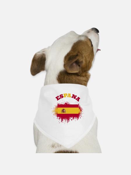 Espana Spain Spanish Flag Flag - Dog Bandana - white - Front