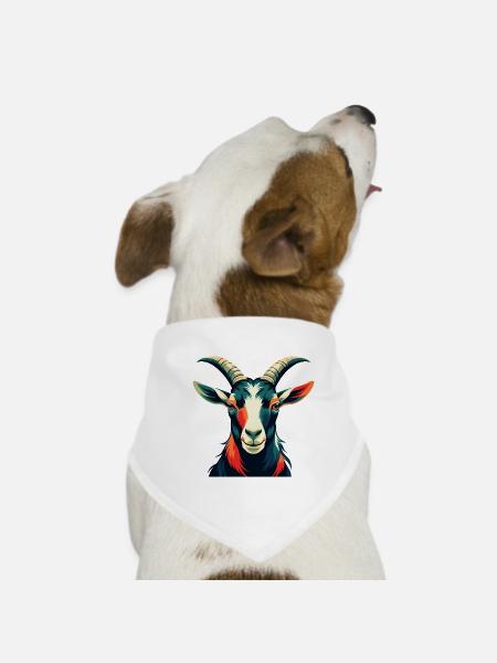 Ziege Cartoon Figur Buntes Haustier Tier - Hunde-Bandana - Weiß - Vorne
