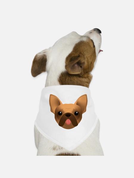 Französische Bulldoge - Frenchie - Bully - Zunge - Hunde-Bandana - Weiß - Vorne