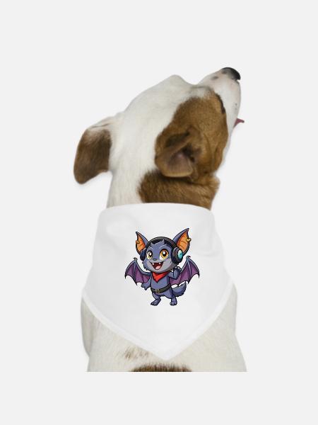 Fledermaus Lustige Zeichentrickfigur Kopfhörer Musik - Hunde-Bandana - Weiß - Vorne